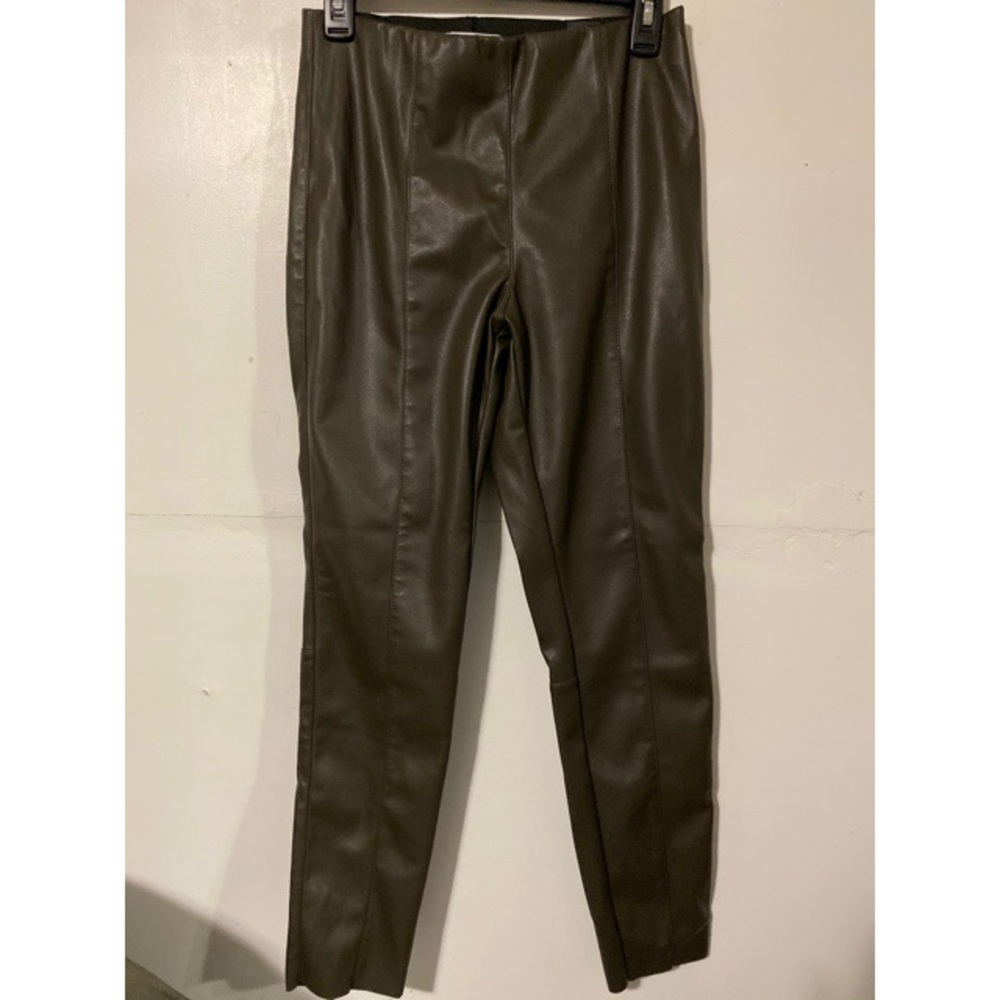 Green leather pants